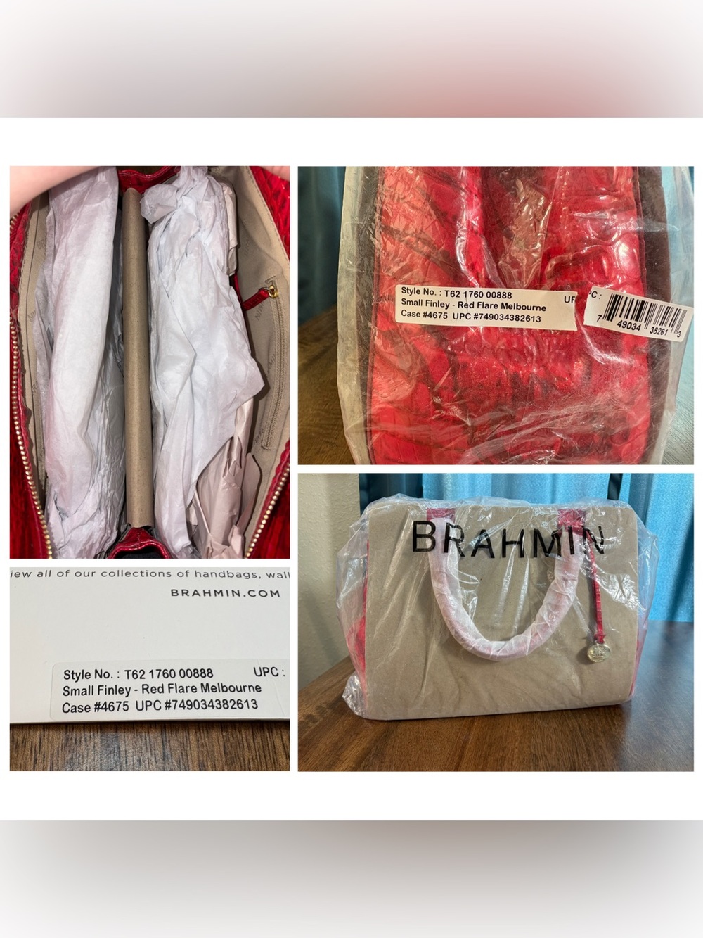 Brahmin NWT Sm Finley - Red Flare - Metallic - Front EYE -Feminine -Bold - Picture 8 of 16